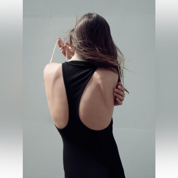 Zara OPEN BACK RIB DRESS - Picture 1 of 4